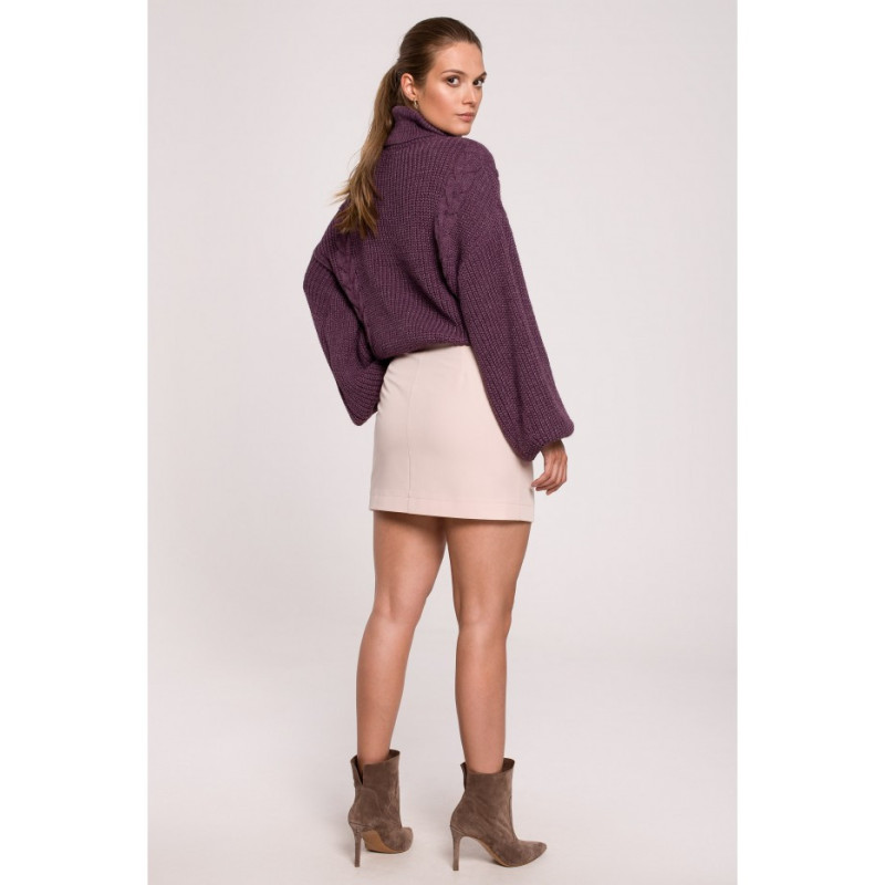 K113 Spódniczka z paskiem i klamrą - beżowa