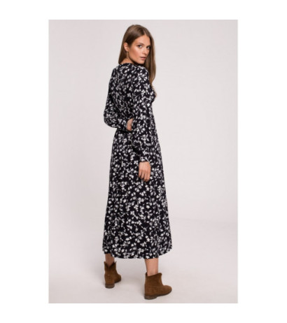 K119 Sukienka maxi z dekoltem V i nadrukiem - model 1