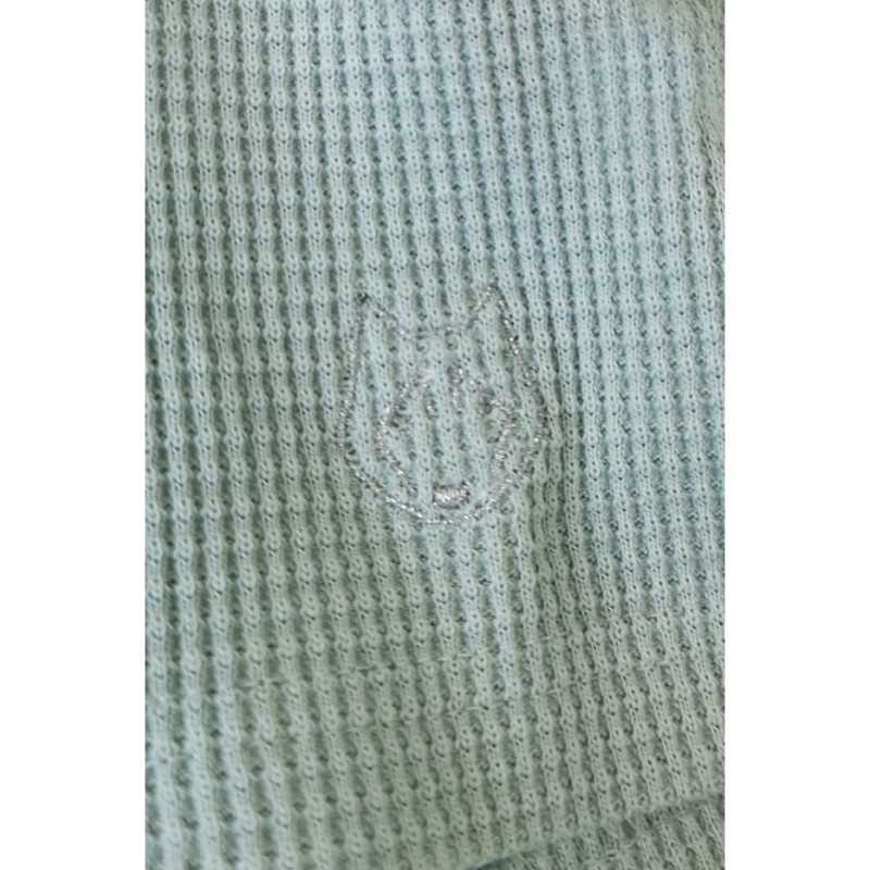 LA074 Szorty do spania z dzianiny wafelek - szałwia