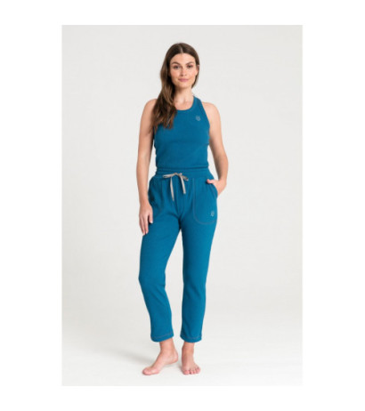 LA075 Spodnie z dzianiny wafelek - morski