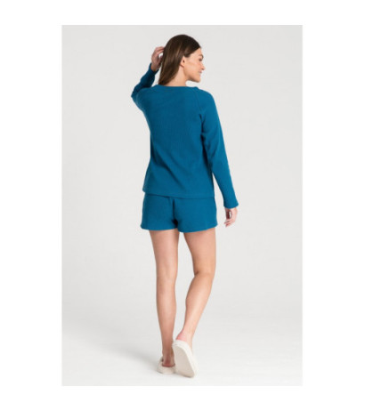 LA076 Bluzka z dzianiny wafelek - morski