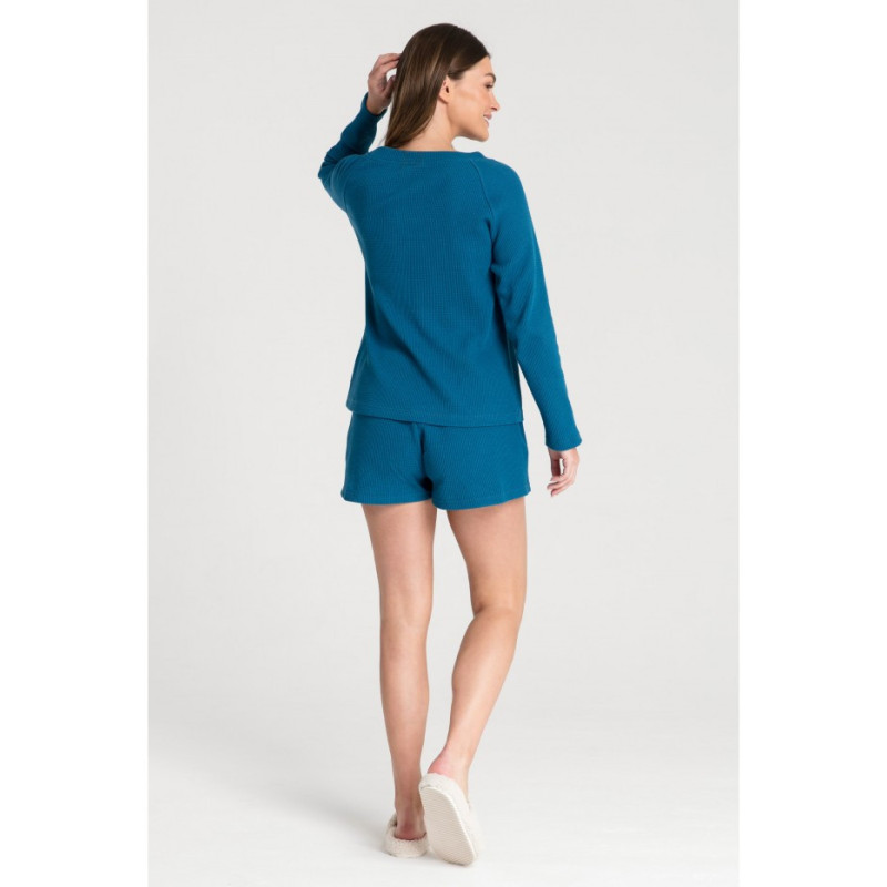 LA076 Bluzka z dzianiny wafelek - morski