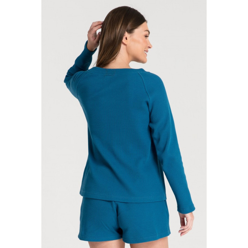 LA076 Bluzka z dzianiny wafelek - morski