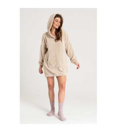 LA081 Pluszowa bluza oversize - cappuccino