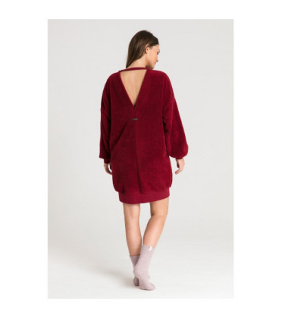 LA082 Pluszowa tunika z dekoltem - bordowa