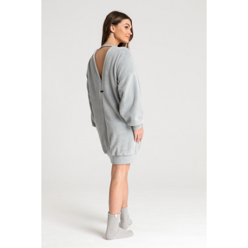 LA082 Pluszowa tunika z dekoltem - popielata