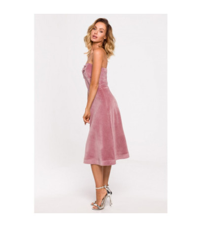 M638 Sukienka welurowa z gorsetem - brudny róż