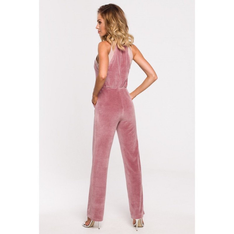 M642 Welurowy kombinezon - brudny róż