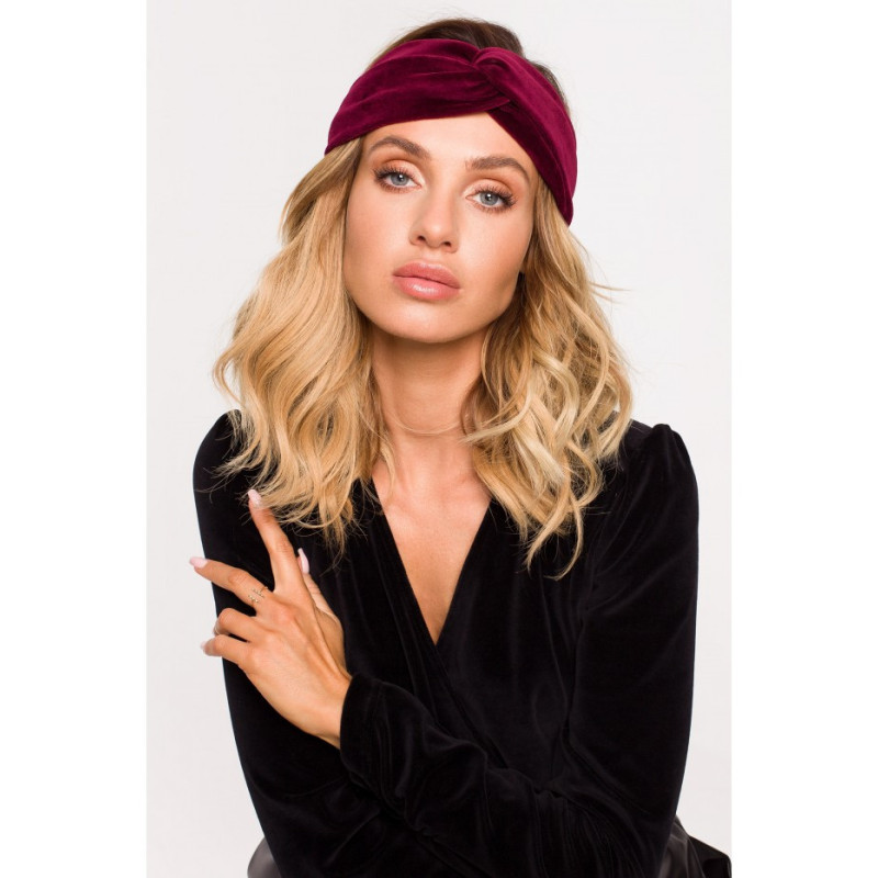 M655 Opaska welurowa - bordowa