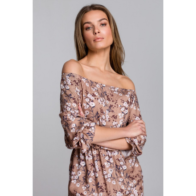 S300 Sukienka maxi a la hiszpanka w kwiaty - model 1