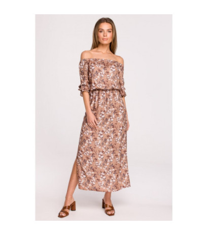 S300 Sukienka maxi a la hiszpanka w kwiaty - model 1