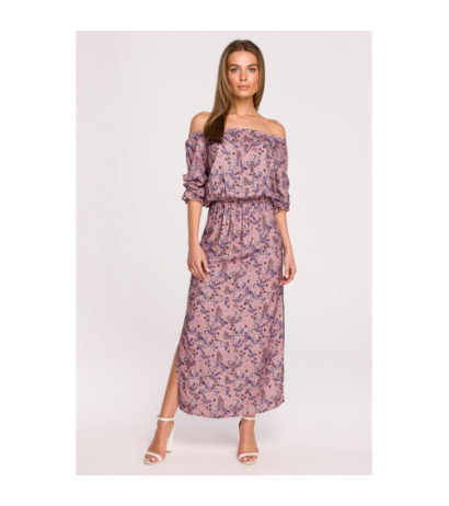 S300 Sukienka maxi a la hiszpanka w kwiaty - model 2