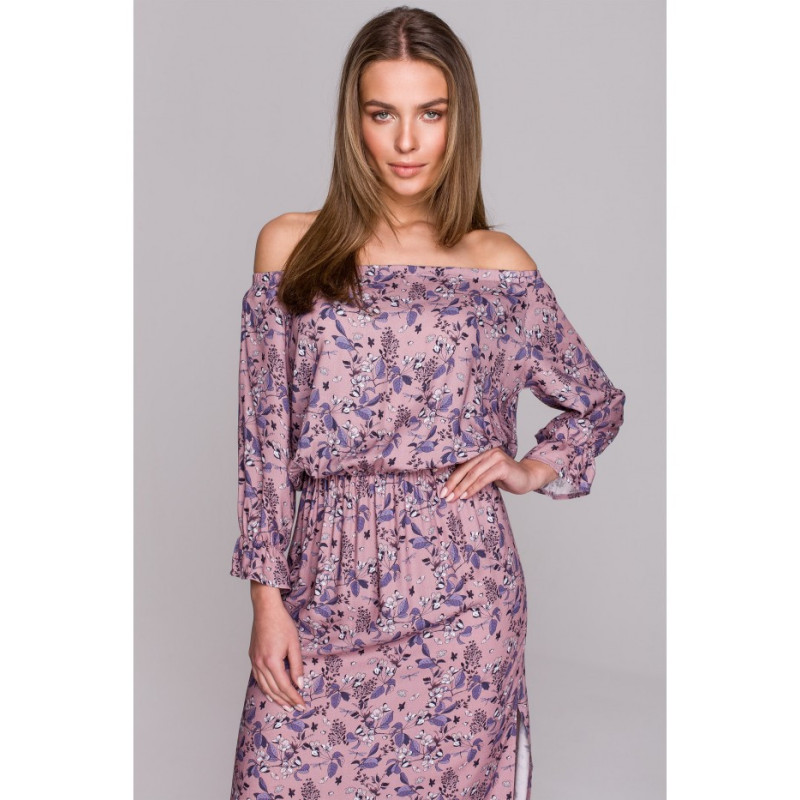 S300 Sukienka maxi a la hiszpanka w kwiaty - model 2