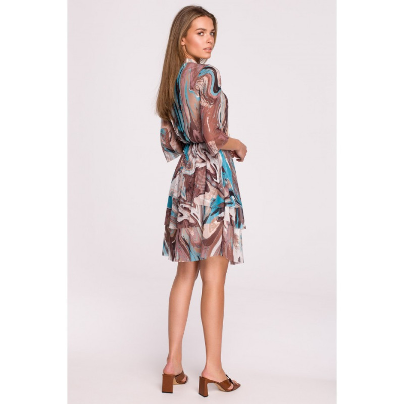 S303 Sukienka z siatki z trzema falbankami - model 4