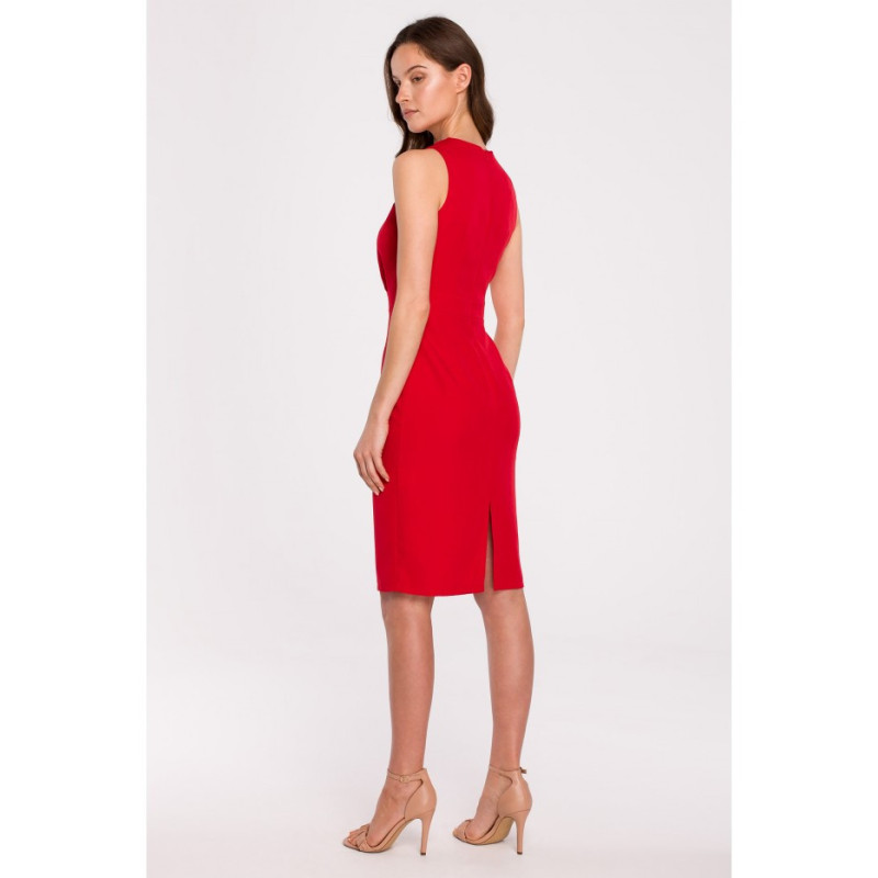 K130 Sukienka ze skrzyżowaną górą - czerwona