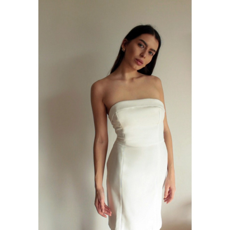 K131 Sukienka gorsetowa gładka - ecru