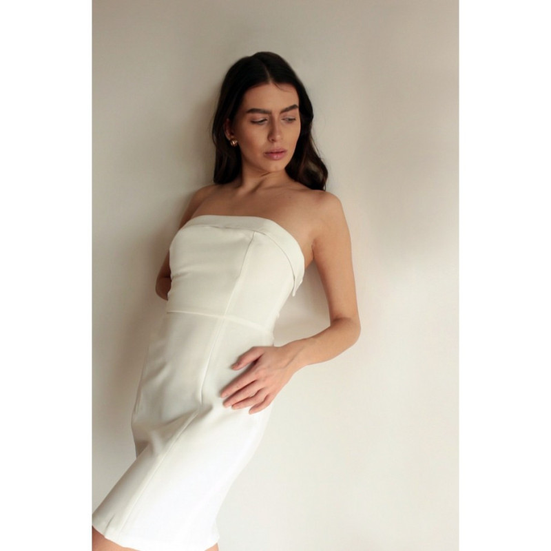 K131 Sukienka gorsetowa gładka - ecru