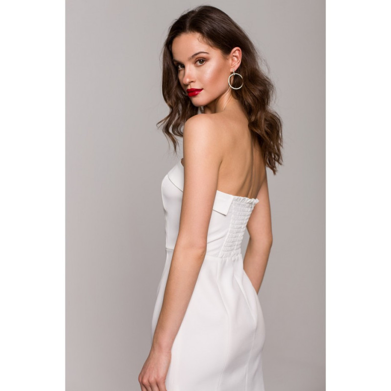 K131 Sukienka gorsetowa gładka - ecru