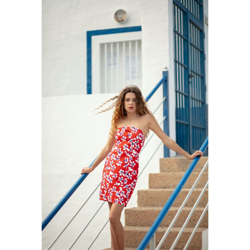 K132 Sukienka gorsetowa z nadrukiem - model 2