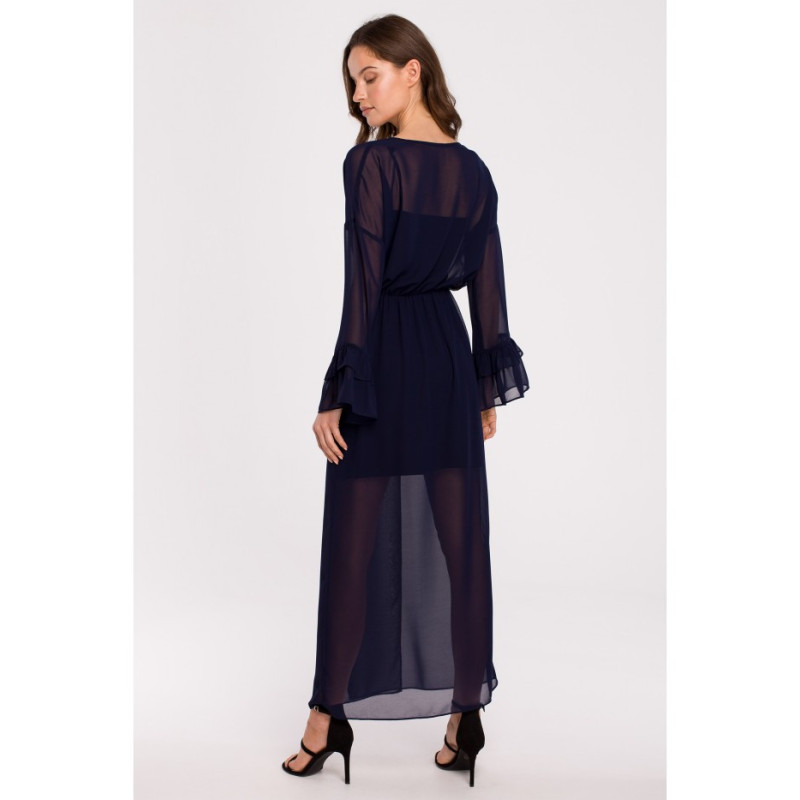K136 Sukienka szyfonowa maxi - granatowa