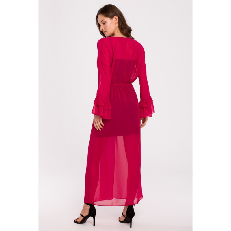 K136 Sukienka szyfonowa maxi - fuksja