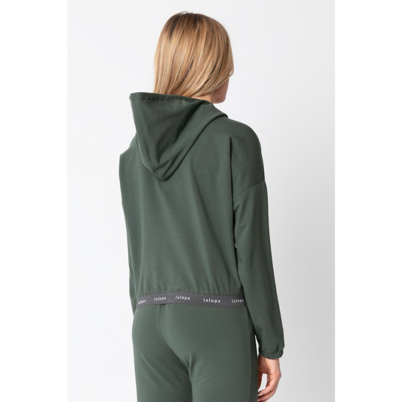 LA103 Krótka bluza z gumą logowaną - oliwkowa