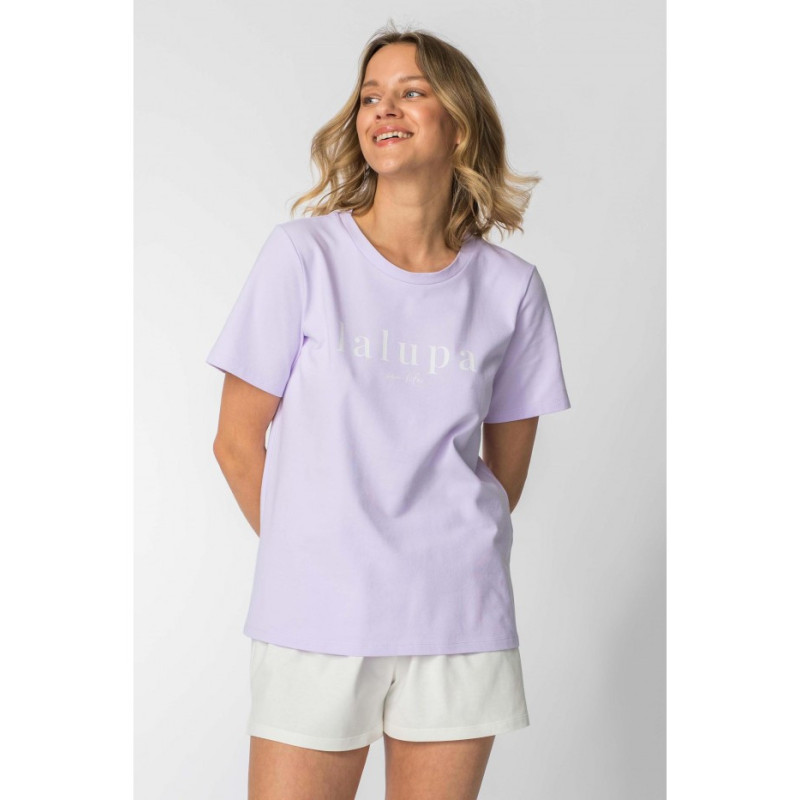 LA109 T-shirt z napisem "LALUPA sea life" - wrzosowy