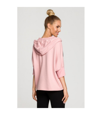 M689 Bluza z kapturem i dodatkowymi mankietami - pudrowa