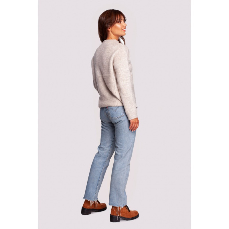 BK091 Sweter ze stójką - kość słoniowa