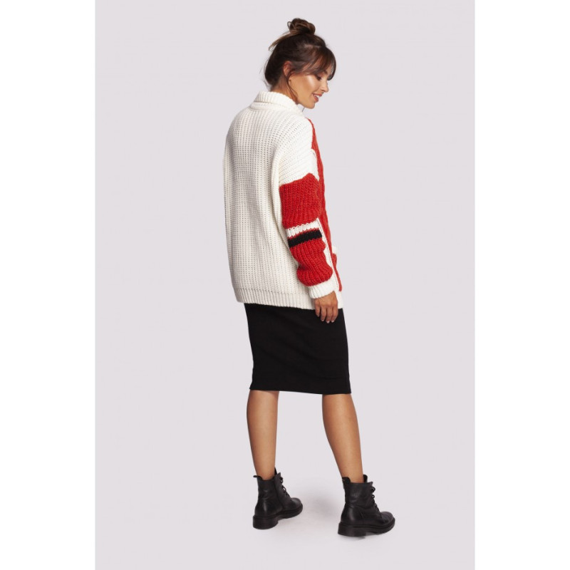 BK094 Kardigan wielokolorowy z zamkiem i kołnierzem - model 1