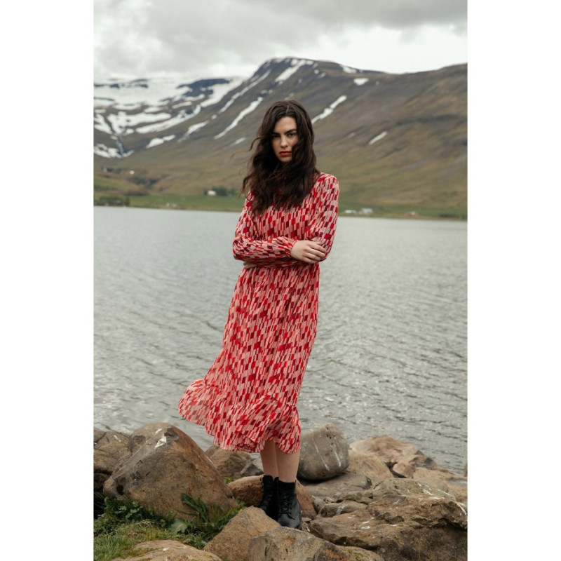 S320 Sukienka szyfonowa z falbaną - model 1