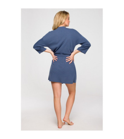 LA119 Szlafrok z paskiem - niebieski