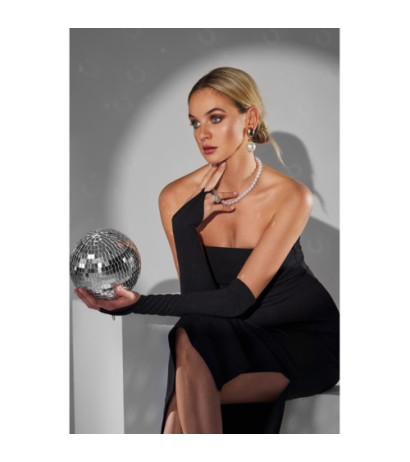 K158 Sukienka z rękawiczkami - czarna