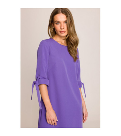 S393 Sukienka z wiązanymi rękawami - fioletowa