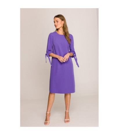 S393 Sukienka z wiązanymi rękawami - fioletowa