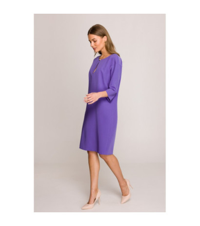 S394 Sukienka o luźnym fasonie z łezką w dekolcie - fioletowa