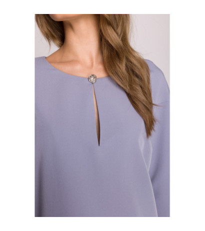 S394 Sukienka o luźnym fasonie z łezką w dekolcie - gołębi