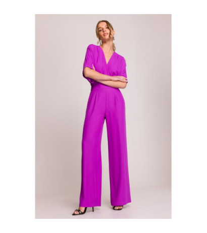 S395 Kombinezon z dekoltem kopertowym - lawendowy