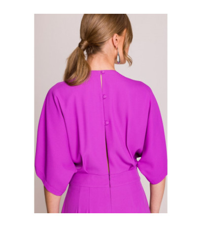 S395 Kombinezon z dekoltem kopertowym - lawendowy