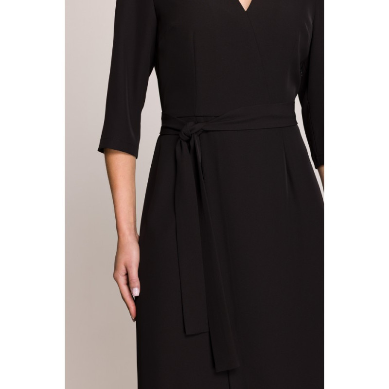 S396 Sukienka z kopertowym motywem - czarna