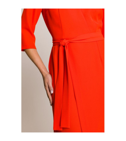 S396 Sukienka z kopertowym motywem - koralowa