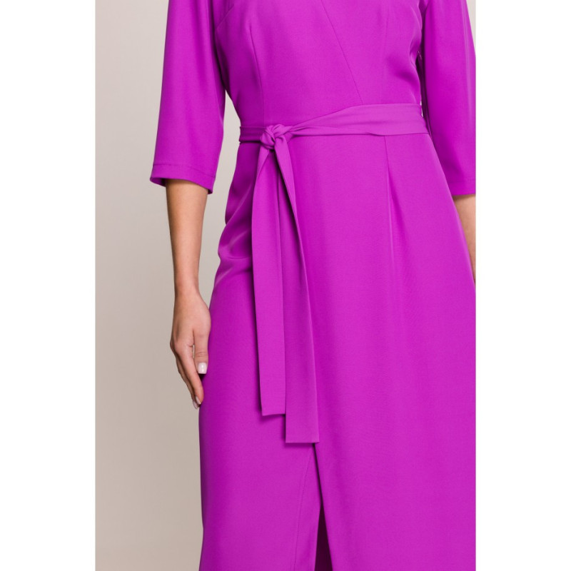 S396 Sukienka z kopertowym motywem - lawendowa