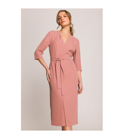 S396 Sukienka z kopertowym motywem - różana