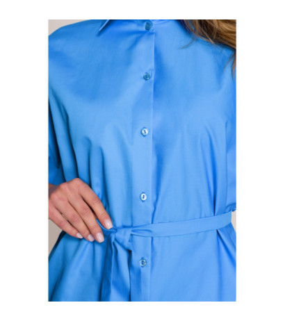 S402 Bawełniana koszula oversize tunika - niebieska