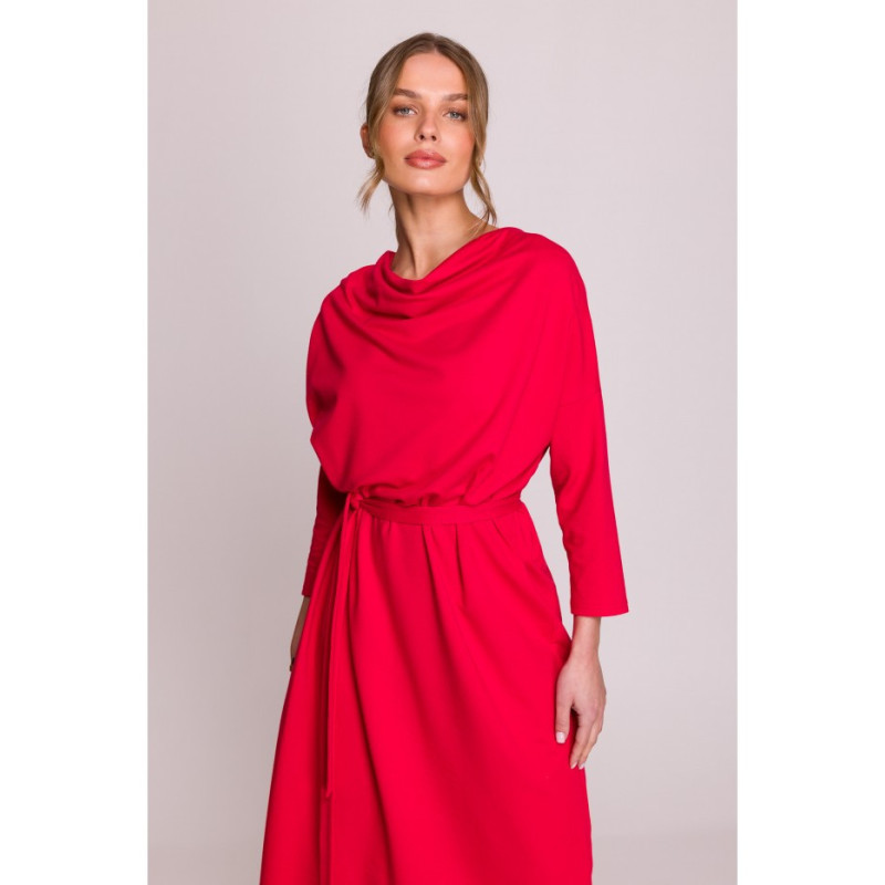 S403 Sukienka oversize z modalu - czerwona