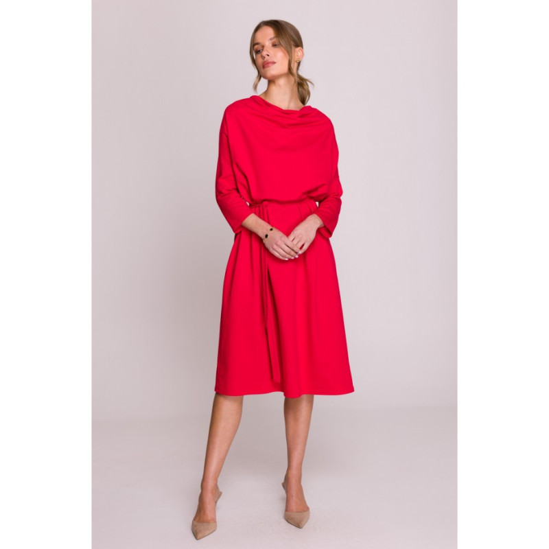 S403 Sukienka oversize z modalu - czerwona