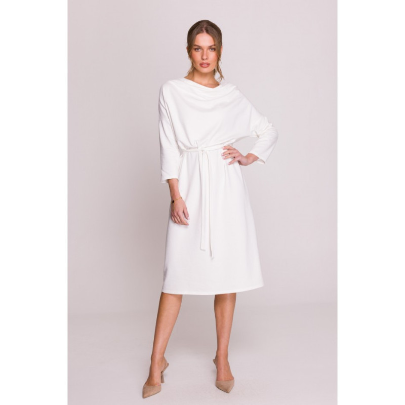 S403 Sukienka oversize z modalu - ecru