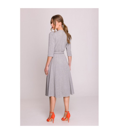 S404 Sukienka z przeplotem z modalu - szara