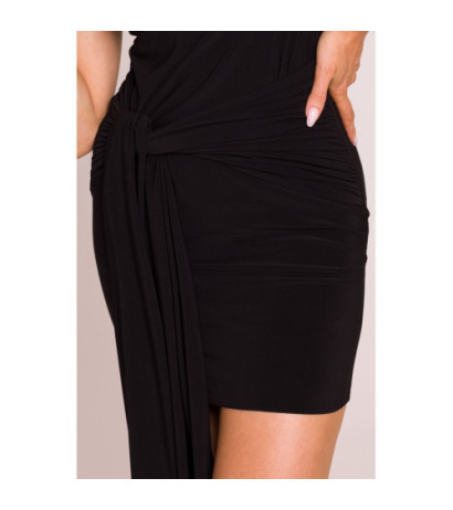 M841 Sukienka mini z wiązanymi szarfami - czarna