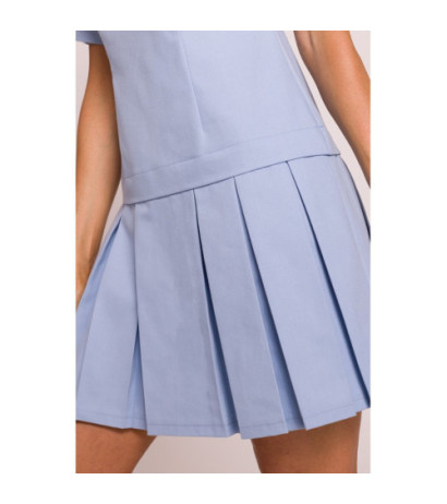 M842 Sukienka z plisowanym dołem - błękitna